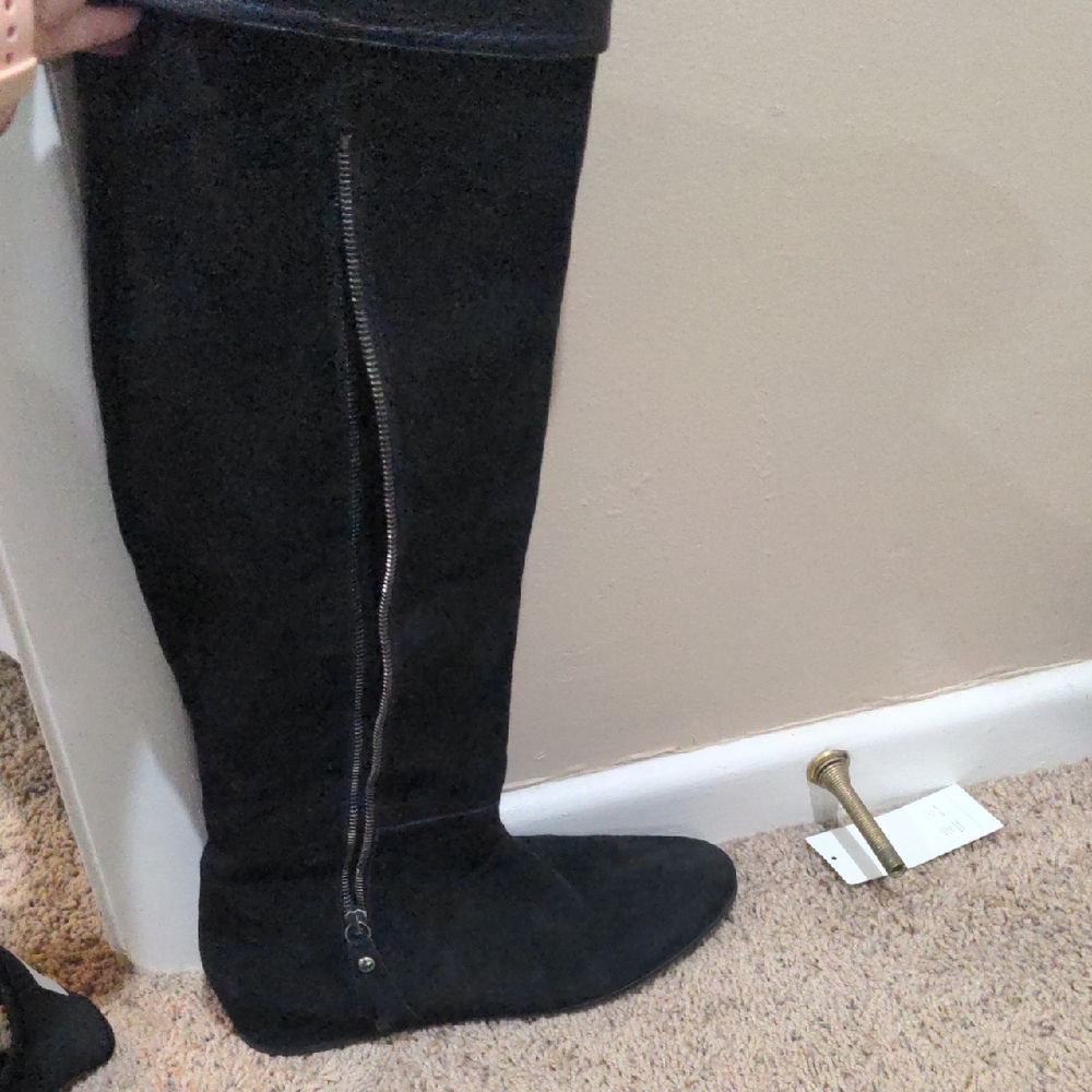 Stuart Weitzman Black Suede Over the Knee Boots